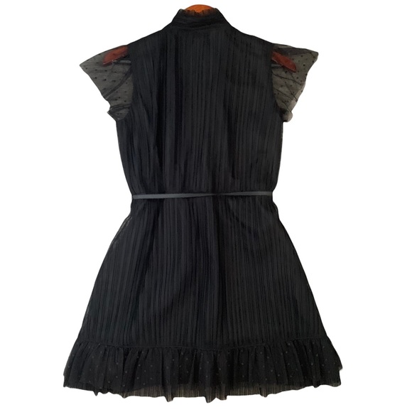 Anna Sui Black Sheer Flare Polka Dot Short Sleeve Button Down Mini Dress Size S - Picture 5 of 7